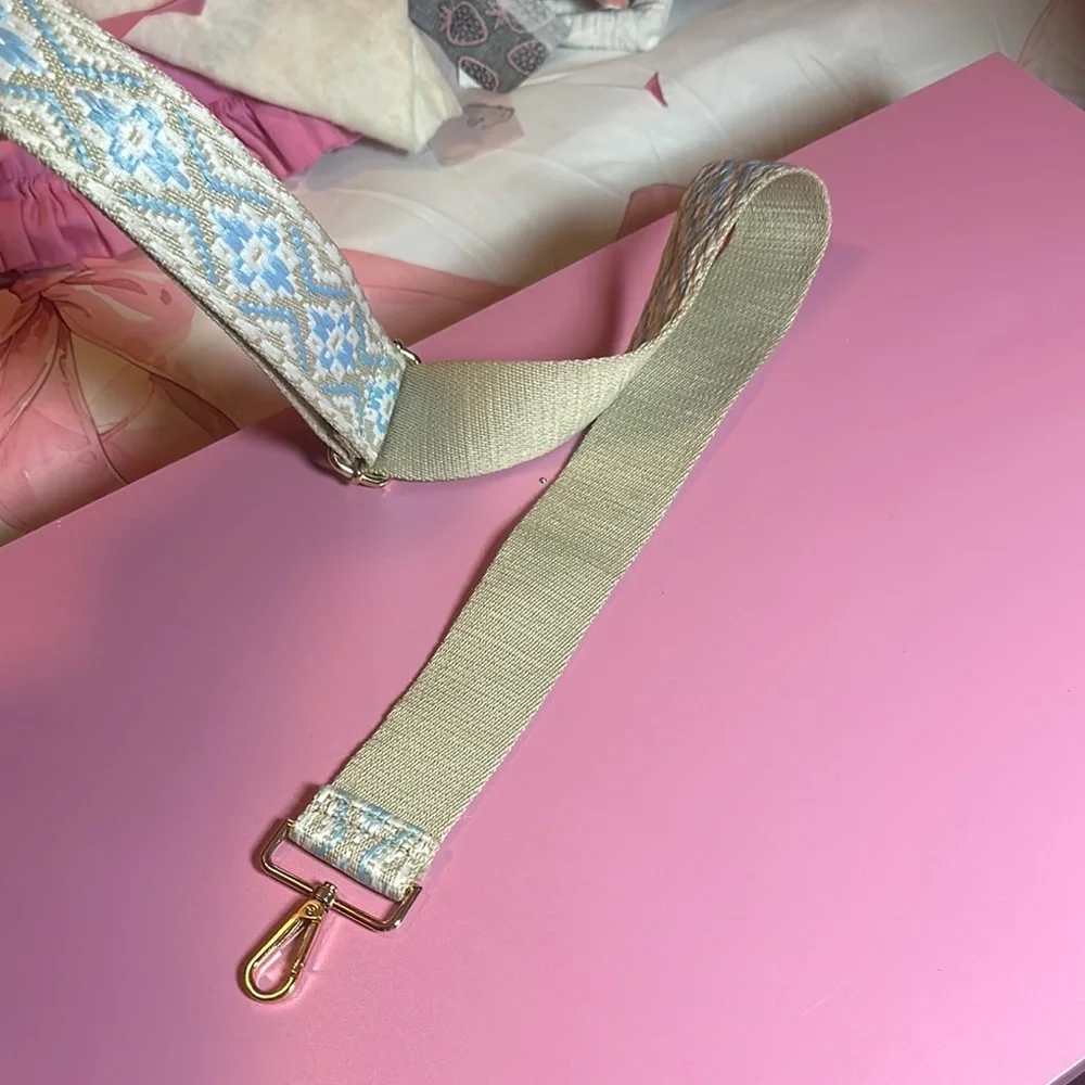 Stylish Blue and Cream adjustable purse Strap - Picture 3 of 4